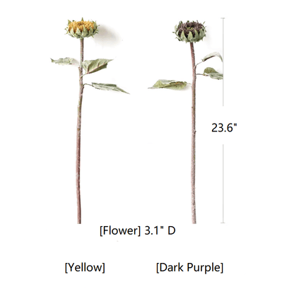 RusticReach artificial sunflower stem 23.6in tall yellow and dark purple heads 2 stems on Tampa Home & Garden Store