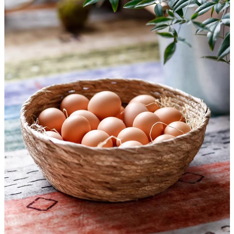 Seagrass bowl basket for storage or display with eggs, natural woven texture on Tampa Home & Garden Store