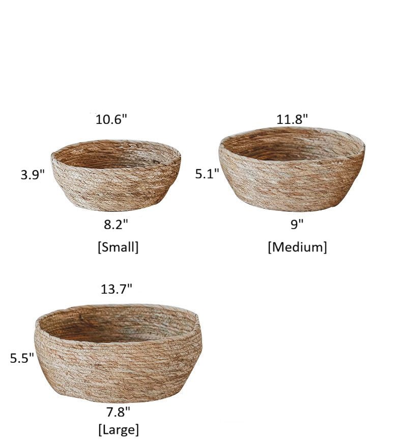 RusticReach seagrass bowl baskets set of three in natural beige; small, medium, large sizes on Tampa Home & Garden Store