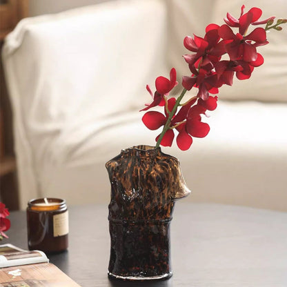 Single Red Orchid Stem 24in tall in a dark glazed vase by RusticReach on Tampa Home & Garden Store