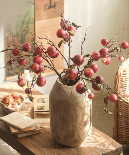 Homestead Solid Wood Décor Vase in weathered gray finish with red berry stems RusticReach vase on Tampa Home & Garden Store