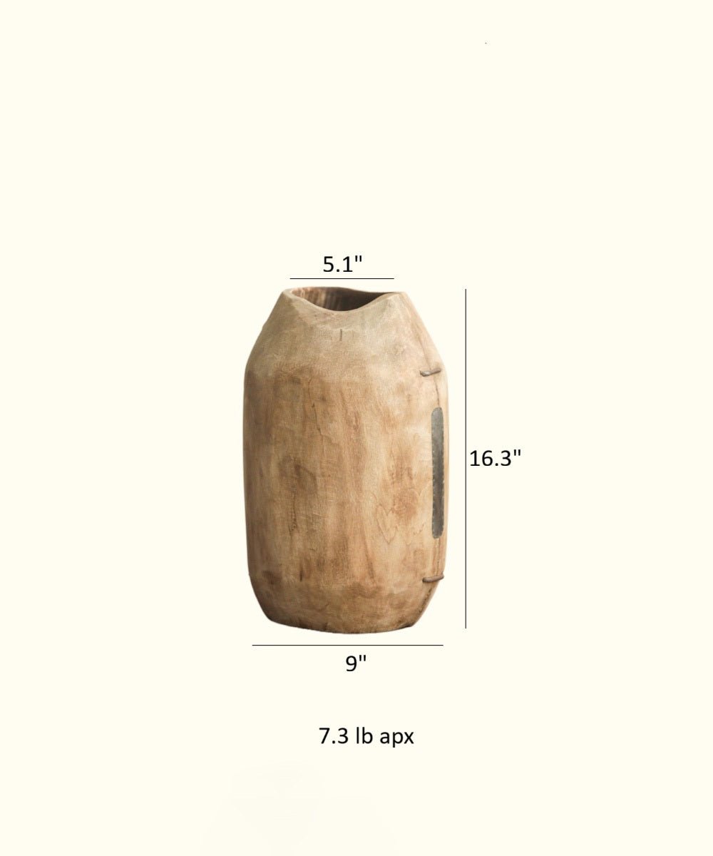 Homestead Solid Wood Décor Vase by RusticReach natural wood grain rustic finish 16.3in tall on Tampa Home & Garden Store