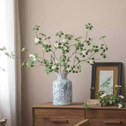 Spring Blossom Stem 33.4-inch tall RusticReach artificial flowering plant in blue ceramic vase on Tampa Home & Garden Store