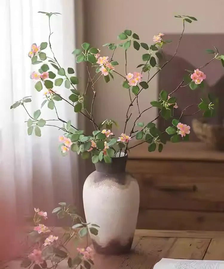 Spring Blossom stem 33.4in tall artificial flowering plant in a gray vase with pink blooms on Tampa Home & Garden Store
