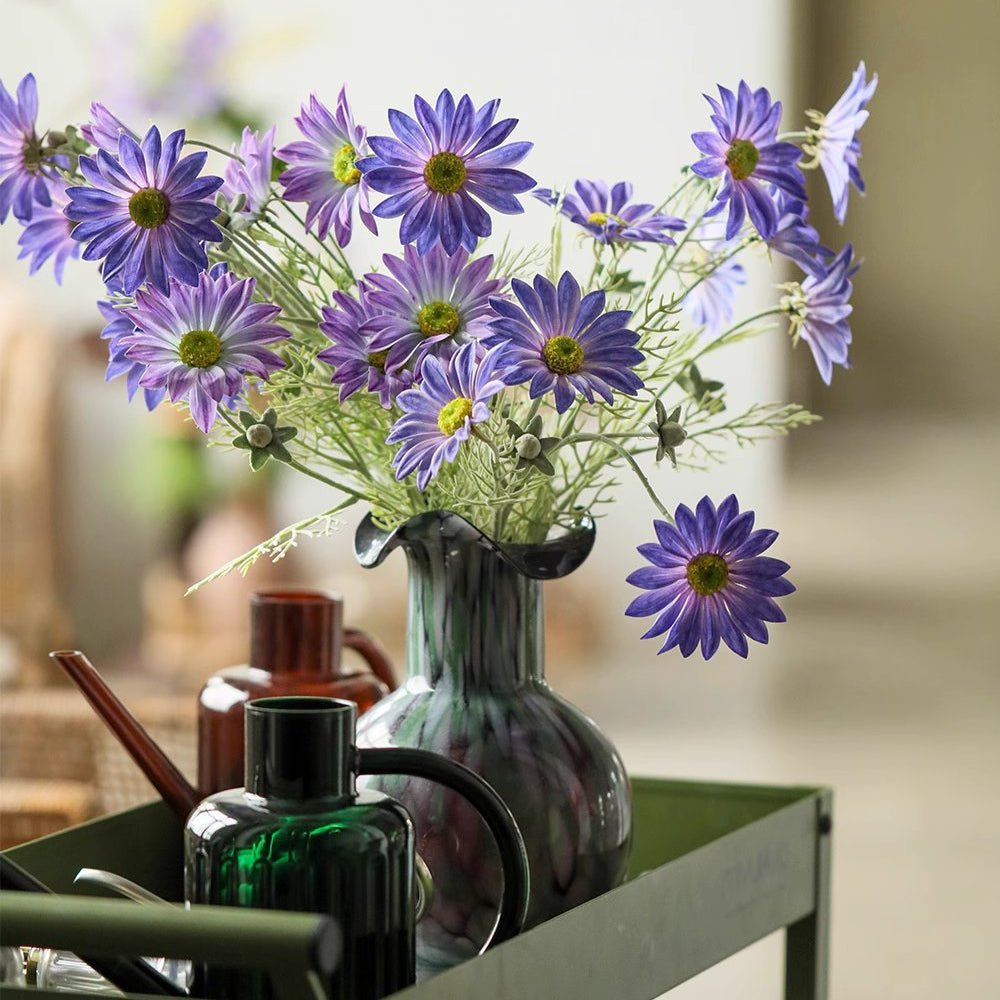 Summer Chrysanthemum Flower Stem in Purple by RusticReach, artificial florals in a vase on Tampa Home & Garden Store