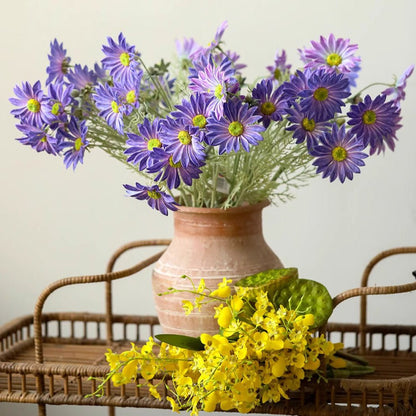 Artificial Summer Chrysanthemum Stem in Purple, 23.6in tall, RusticReach, in a terracotta vase on Tampa Home & Garden Store