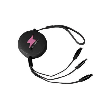 Retractable 3-Port USB Keychain by Best Product Finds, black round USB hub with 3 ports on Tampa Home & Garden Store