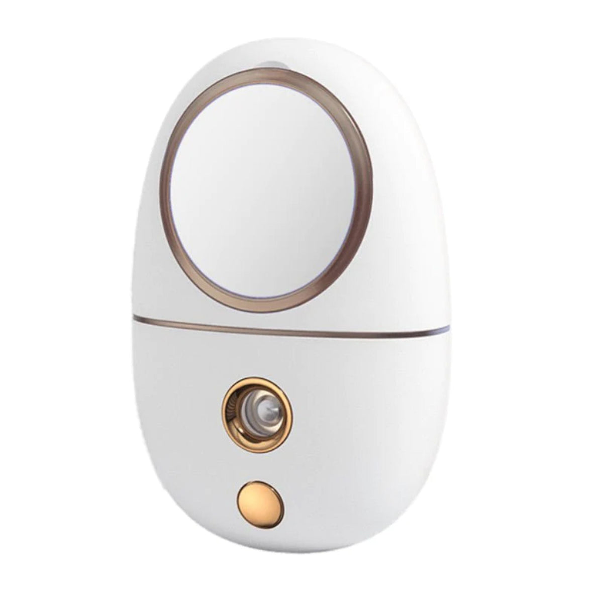Mini Portable Nano Face Mister Mirror, white device with rose-gold trim on Tampa Home & Garden Store