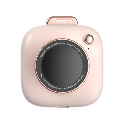 Mini Camera-Shaped Necklace Fan in pink with rose-gold trim, Best Product Finds brand on Tampa Home & Garden Store