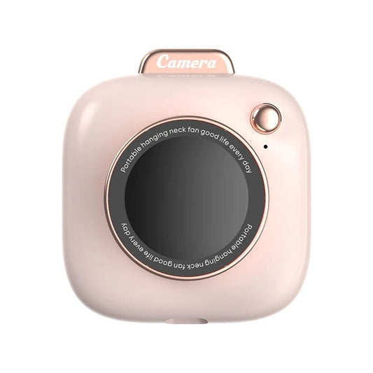 Mini Camera-Shaped Necklace Fan in pink with rose-gold trim, Best Product Finds brand on Tampa Home & Garden Store