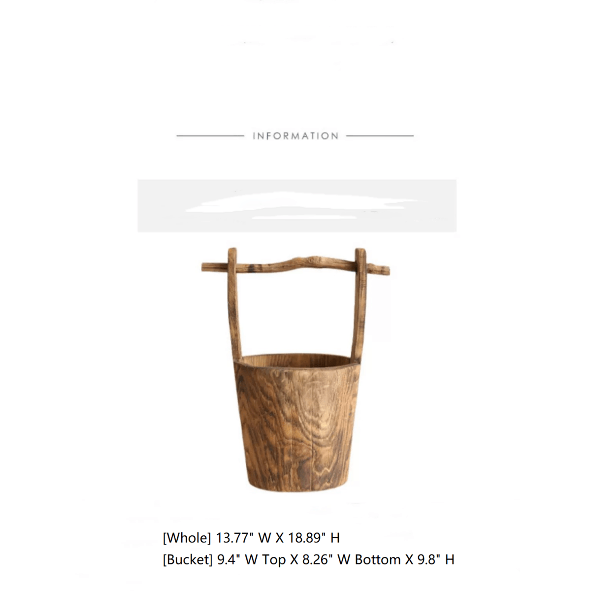 Old-fashioned wooden round bucket in natural wood finish with dual handles by RusticReach on Tampa Home & Garden Store