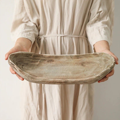 Wooden boat-shaped fruit platter, retro style by RusticReach in weathered gray on Tampa Home & Garden Store