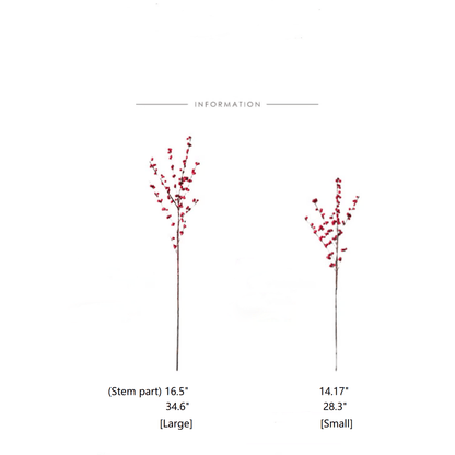 Faux Red Winterberry Stem RusticReach, two brown stems with bright red berries on Tampa Home & Garden Store