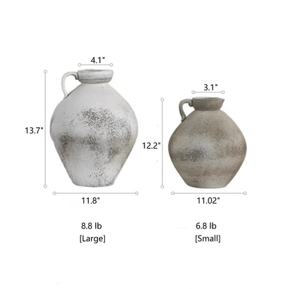 RusticReach Watertight One Handle Vase set: large vase 13.7 in, small tan vase 12.2 in on Tampa Home & Garden Store