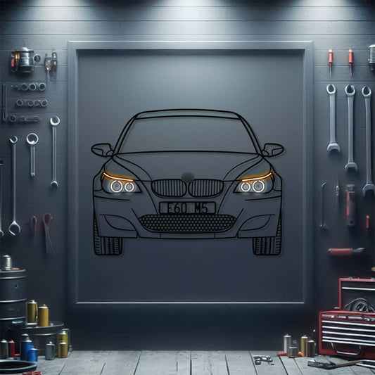 Décoration Murale Voiture Métal Néon Vue Avant E60 - MTN0085