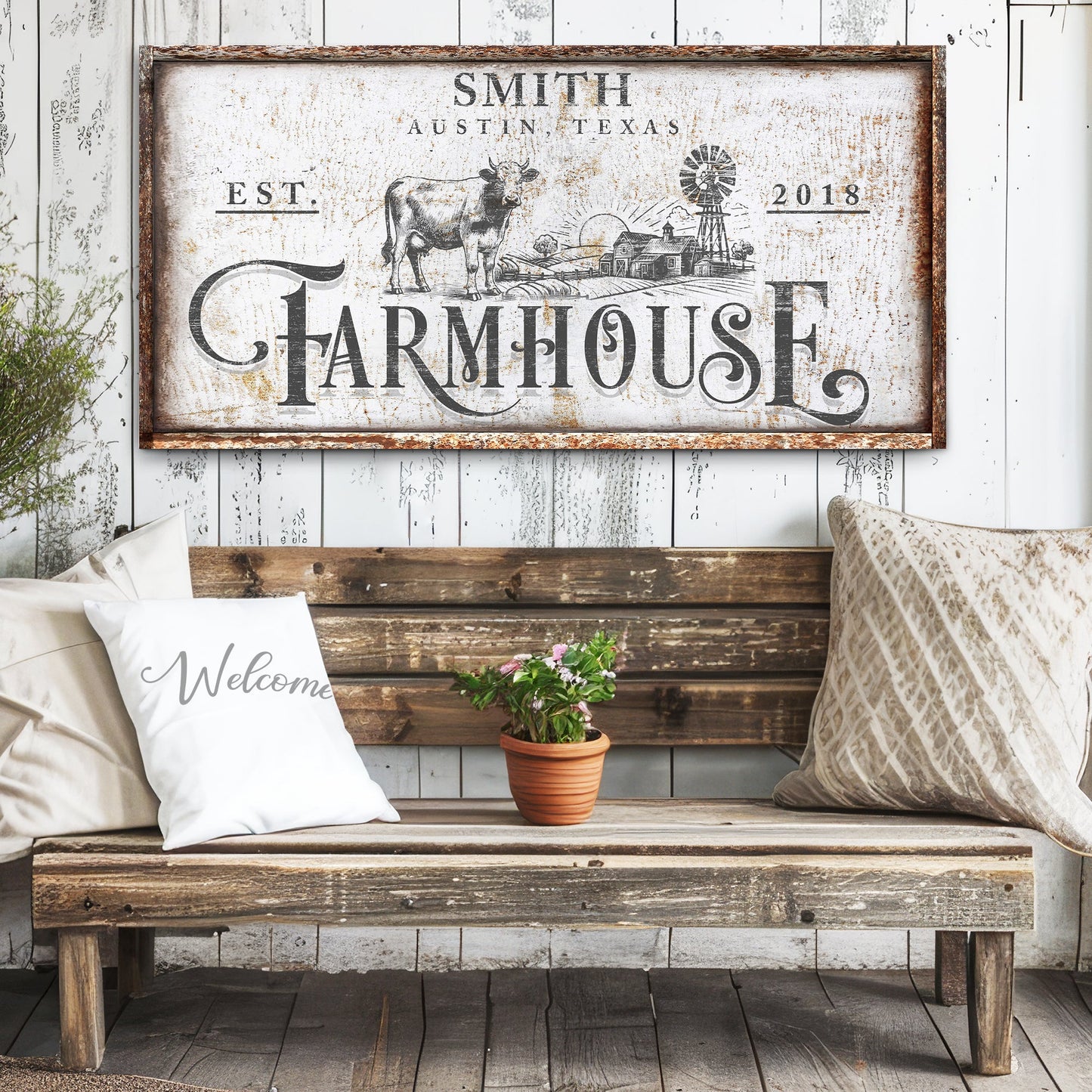 Rustic Vintage Farmhouse Sign II canvas by Tailored Canvases with print and frame on Tampa Home & Garden Store