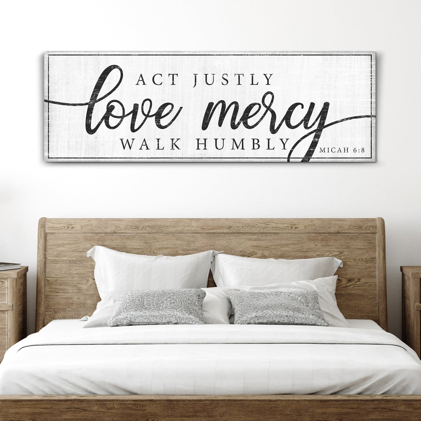 Act Justly Love Mercy Walk Humbly Faith Sign IV canvas wall art with Micah 6:8 on Tampa Home & Garden Store