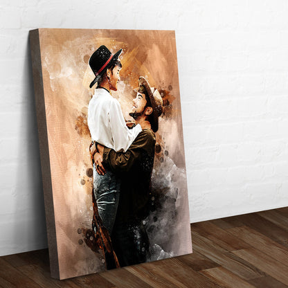 Couple Watercolor Portrait Sign canvas by Tailored Canvases; embraces in warm browns on Tampa Home & Garden Store
