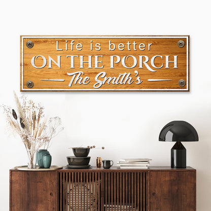 Family Name Porch Sign wood with white lettering and corner screws on Tampa Home & Garden Store