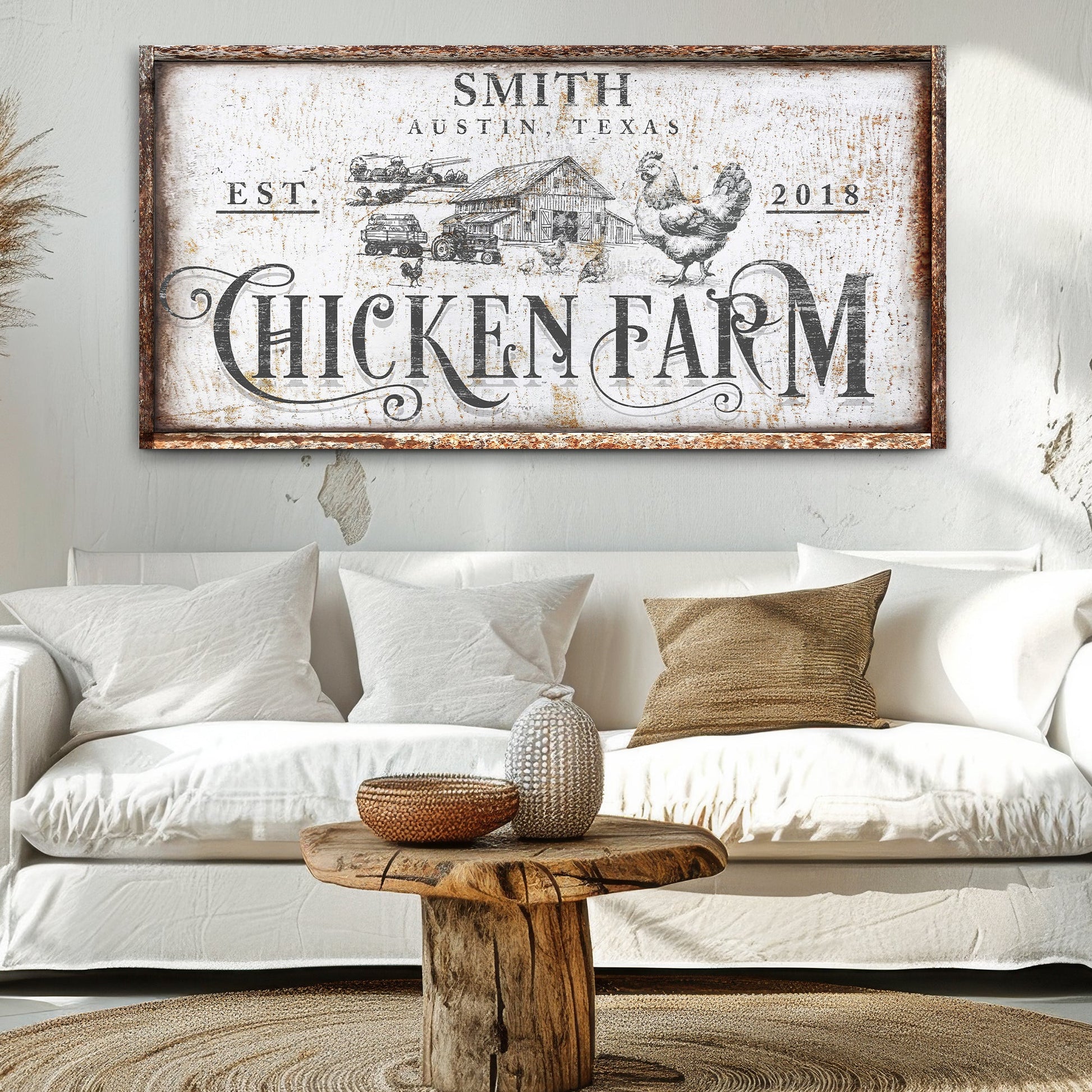 Rustic Vintage Farmhouse Sign IV canvas by Tailored Canvases with distressed white finish on Tampa Home & Garden Store