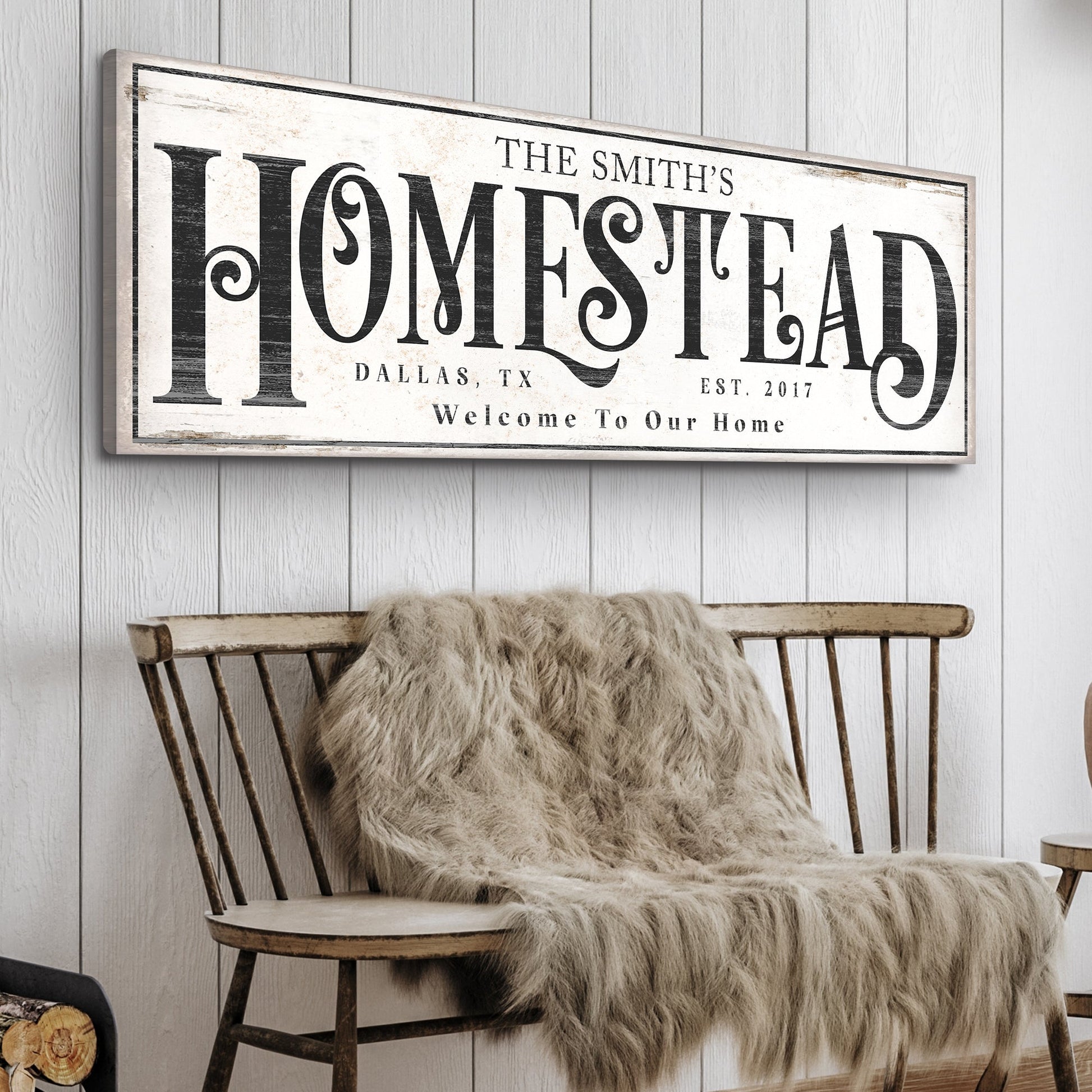 Vintage Homestead Sign III canvas wall art with cream backdrop and bold black type on Tampa Home & Garden Store