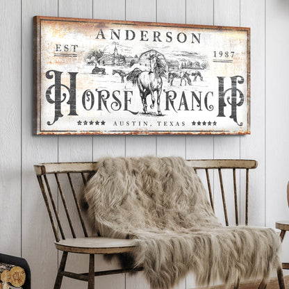 Family Horse Ranch Rustic Sign distressed white canvas crafting Tailored Canvases on Tampa Home & Garden Store