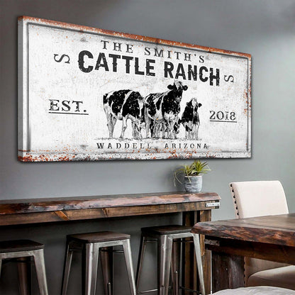 Branded Cattle Ranch Sign V canvas by Tailored Canvases with cattle illustration on Tampa Home & Garden Store