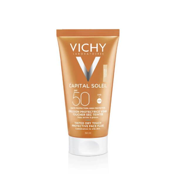 Vichy Capital Soleil SPF50 tinted sunscreen tube 50ml waterproof hypoallergenic Beauty Care Bag on Tampa Home & Garden Store