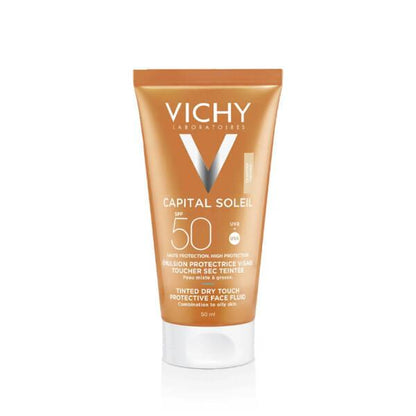 Vichy Capital Soleil SPF50 tinted sunscreen tube 50ml waterproof hypoallergenic Beauty Care Bag on Tampa Home & Garden Store