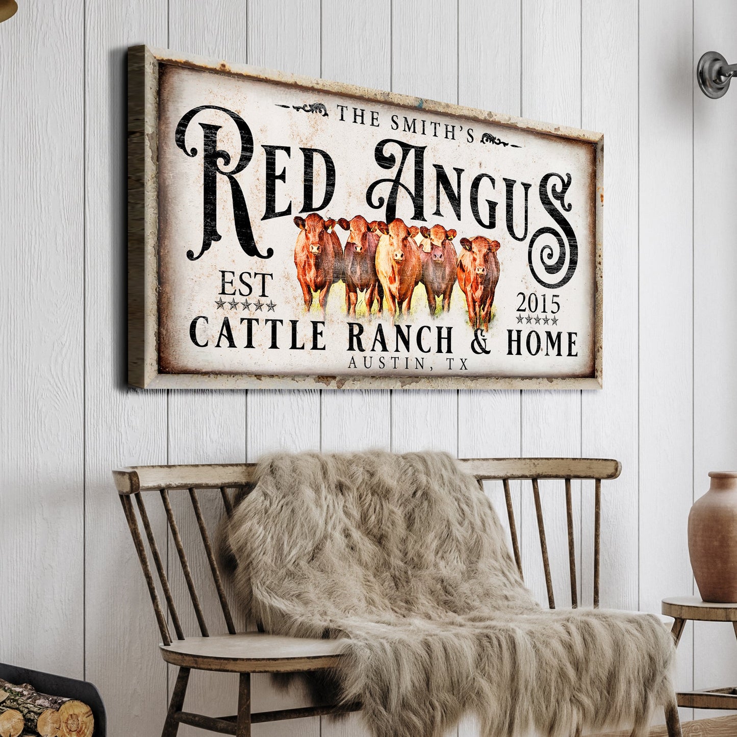 Red Angus Sign II canvas crafting wall art by Tailored Canvases on Tampa Home & Garden Store
