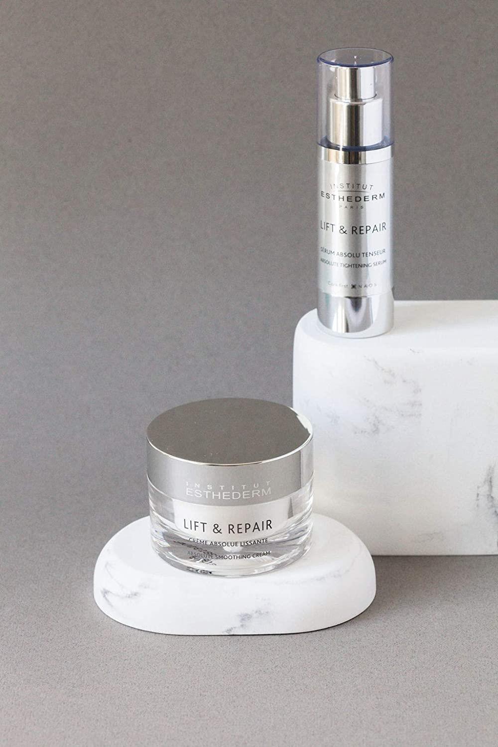 Face serum and cream jar set Lift & Repair by Institut Esthederm, silver packaging, 2 pcs on Tampa Home & Garden Store