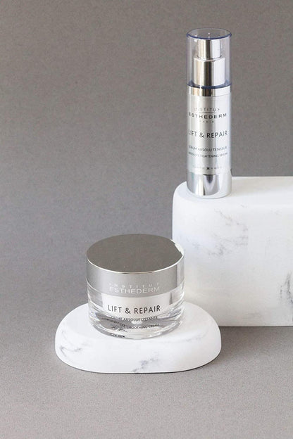 Face serum and cream jar set Lift & Repair by Institut Esthederm, silver packaging, 2 pcs on Tampa Home & Garden Store