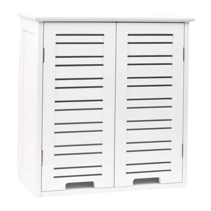 Armario de baño de pared con puertas de persiana en acabado de madera blanca