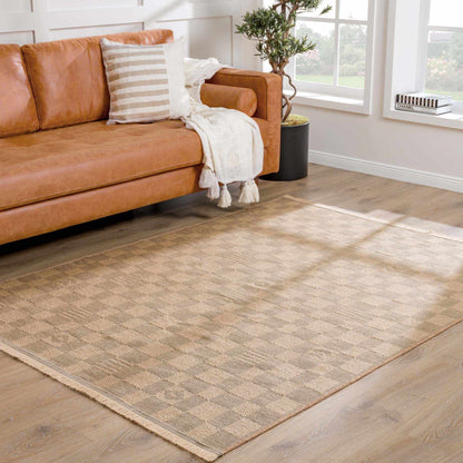 Nairi Checkered Washable Jute Rug beige-tan, Boutique Rugs on Tampa Home & Garden Store