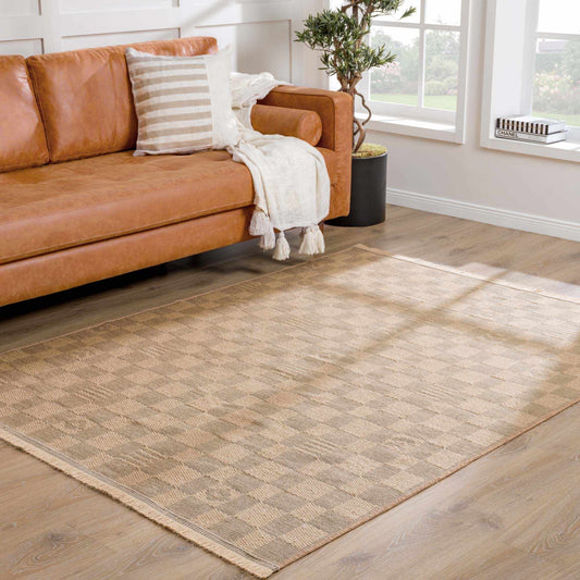 Nairi Checkered Washable Jute Rug beige-tan, Boutique Rugs on Tampa Home & Garden Store