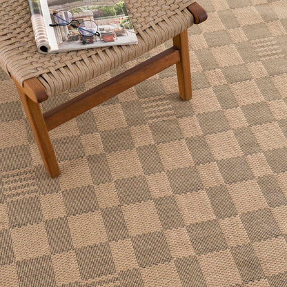 Nairi Checkered Washable Jute Rug by Boutique Rugs, natural beige woven checkered design on Tampa Home & Garden Store