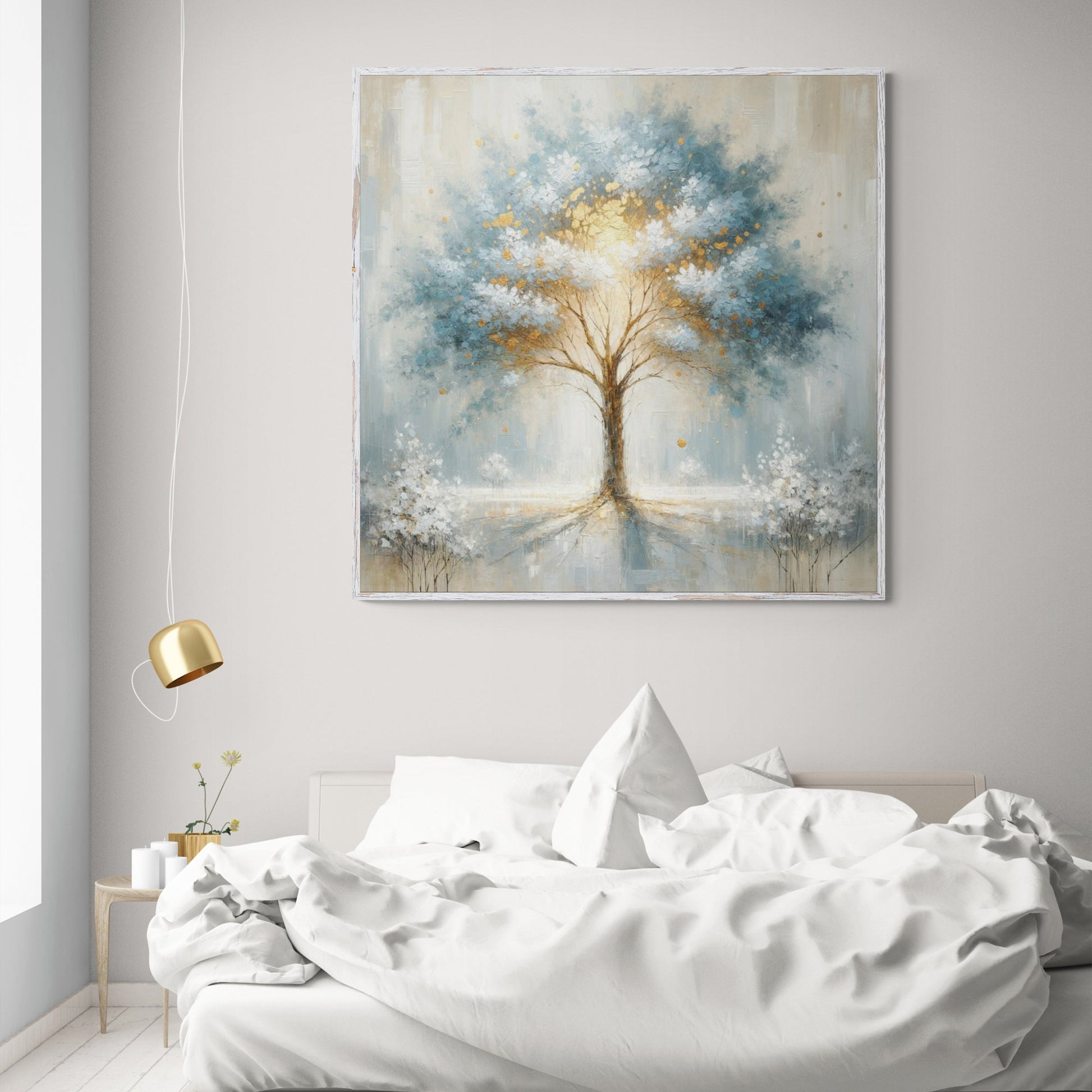 Canvas Print Mystic Tree by Tailored Canvases with blue and gold abstract foliage on Tampa Home & Garden Store