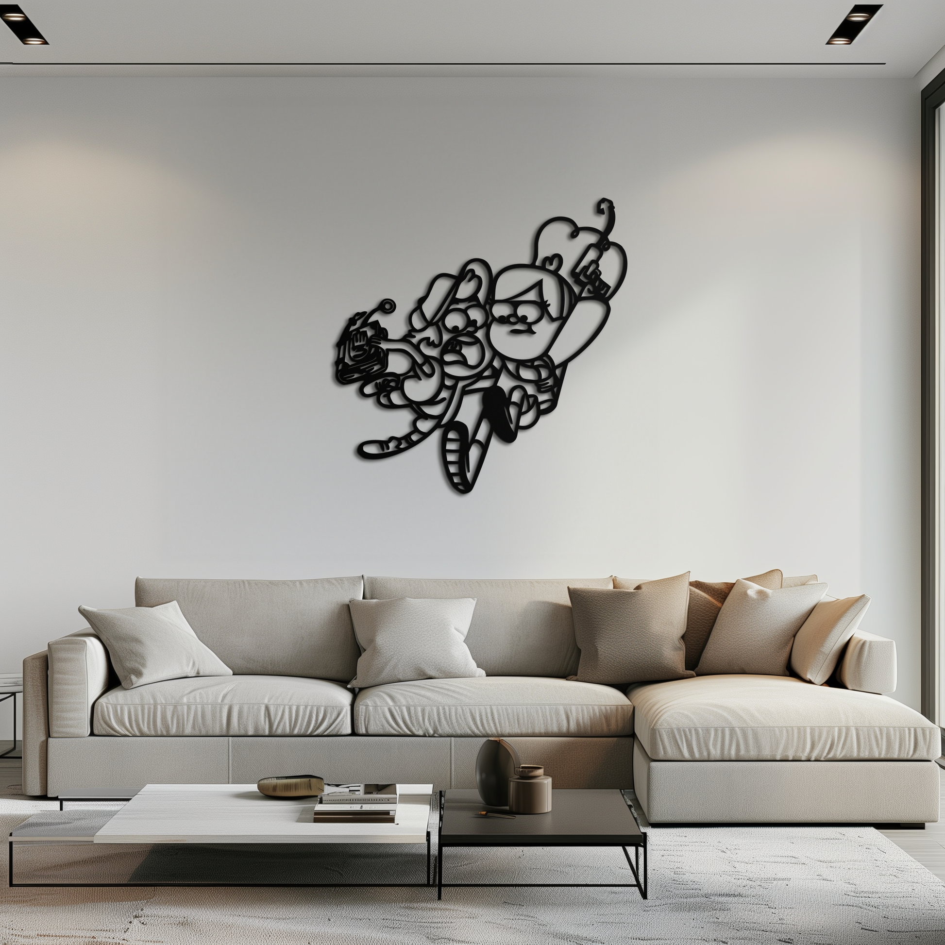 Mabel & Dipper Pines Metal Wall Art – Gravity Falls-Inspired Silhouette for Fans- KAF661 - Tampa Home & Garden Store
