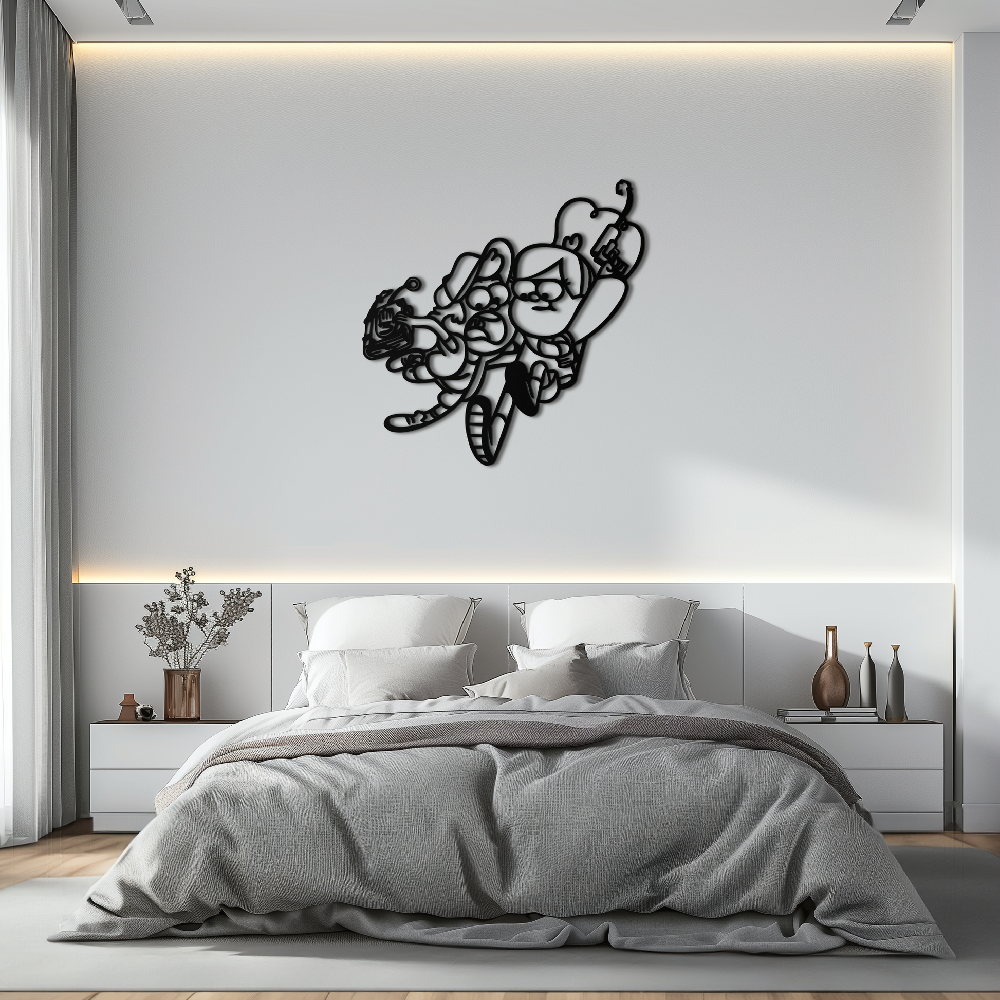 Mabel & Dipper Pines Metal Wall Art – Gravity Falls-Inspired Silhouette for Fans- KAF661 - Tampa Home & Garden Store