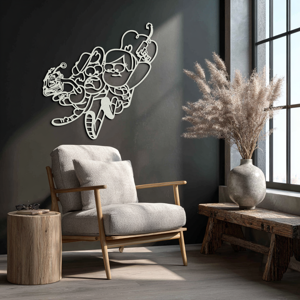 Mabel & Dipper Pines Metal Wall Art – Gravity Falls-Inspired Silhouette for Fans- KAF661 - Tampa Home & Garden Store