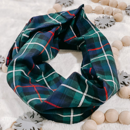 MacKenzie Tartan - Navy Blue, Green, Black, Red, White, Plaid Flannel Scarf - Tampa Home & Garden Store