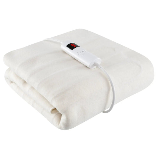Electric heated mattress pad DirectDeals with dual controllers and auto-off white fleece on Tampa Home & Garden Store