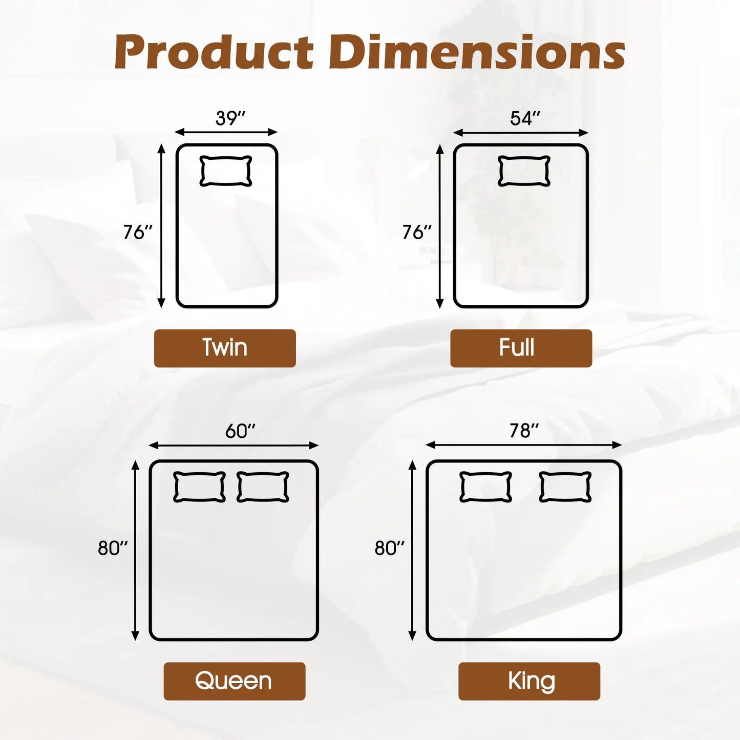 Electric Heated Mattress Pad Dual Controllers