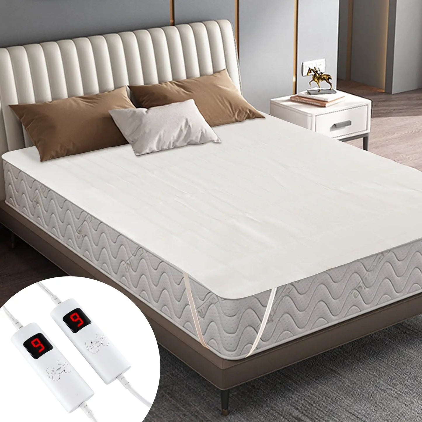 Electric Heated Mattress Pad Dual Controllers
