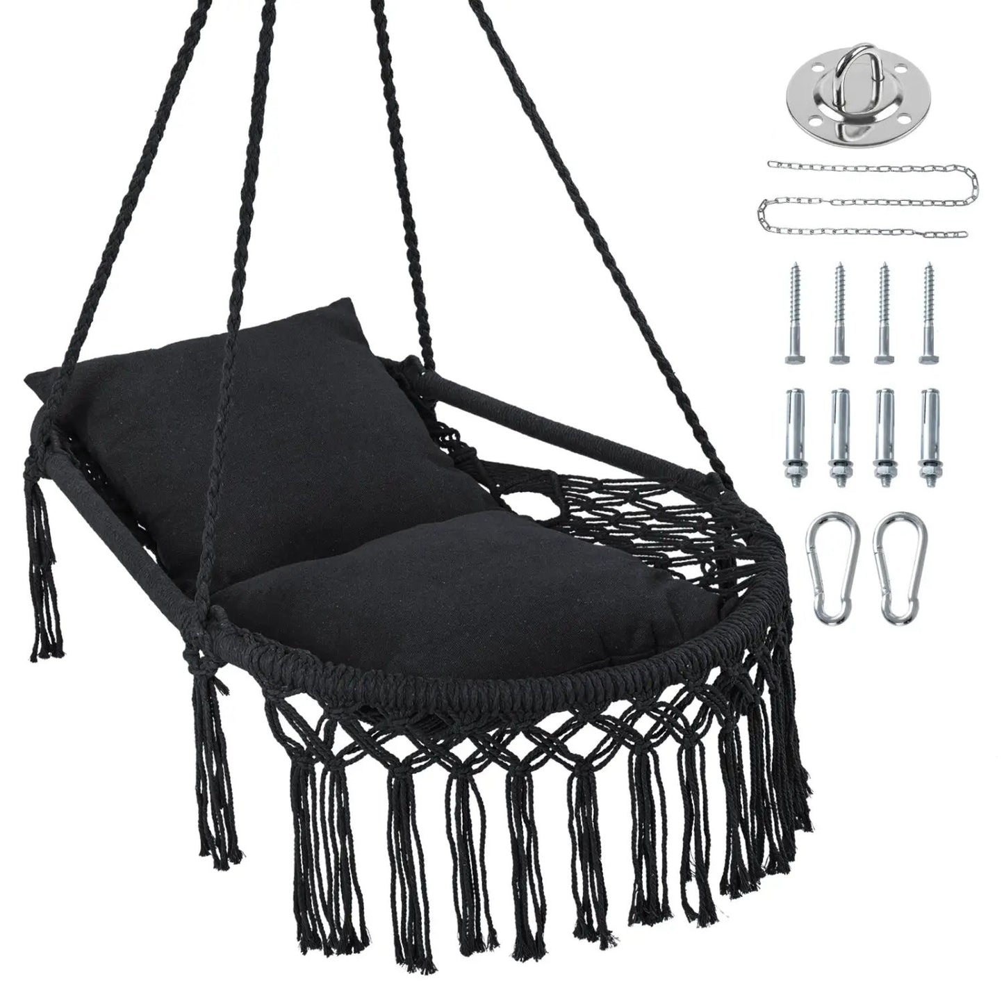 Macrame Swing Chair Hammock Chair with Cushions