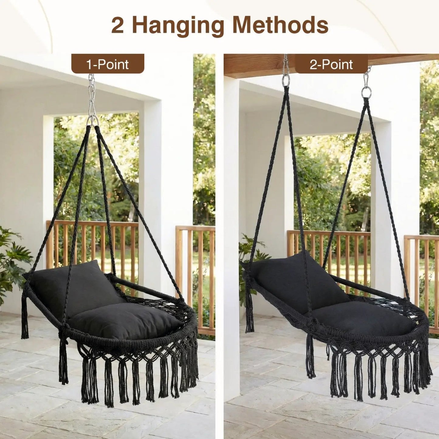 Macrame Swing Chair Hammock Chair with Cushions