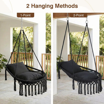 Macrame Swing Chair Hammock Chair with Cushions