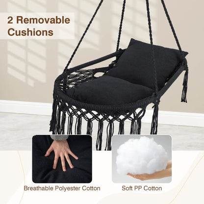 Macrame Swing Chair Hammock Chair with Cushions