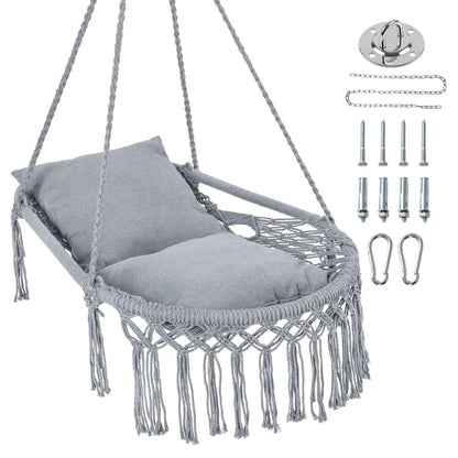 Macrame Swing Chair Hammock Chair with Cushions