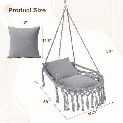 Macrame Swing Chair Hammock Chair with Cushions